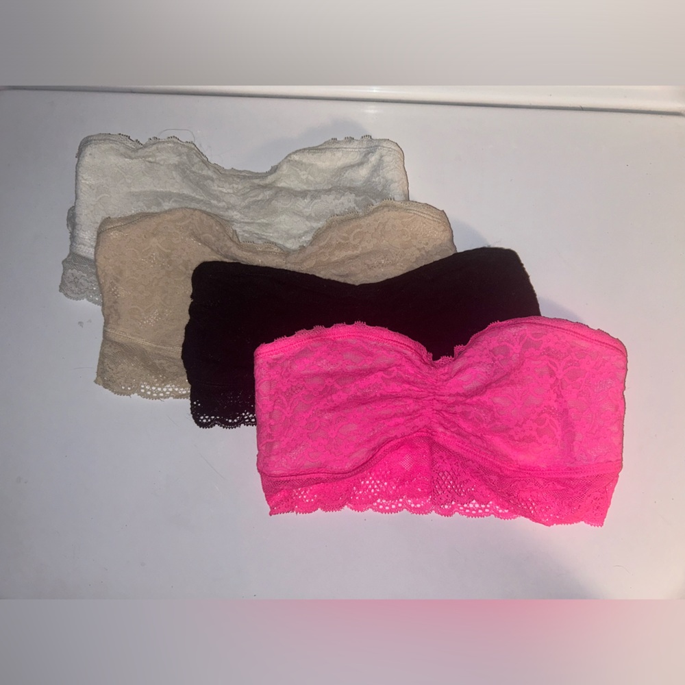 Set of Four Lace Bandeau Aerie Bras, size Small